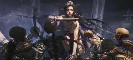 暗夜女武神 奇幻 黑暗 骷髅 8K