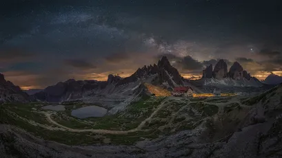 星空下的山景 自然风光 夜景 星空 1080P