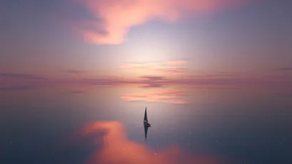 暮色湖影 日落 湖面 倒影 4K
