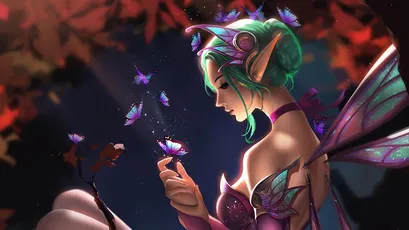 精灵与蝴蝶 幻想场景 精灵主题 紫色调 4K