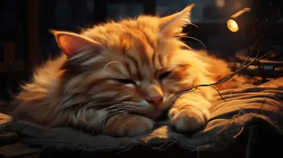 暖光下的橘猫酣睡 室内场景 暖色调 猫咪主题 2K