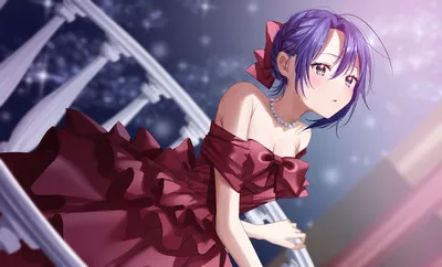 梦幻夜的少女 夜晚场景 动漫风格 红色礼服 4K