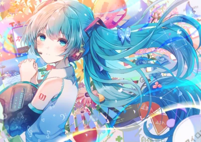 蓝发少女的梦幻庆典 动漫插画 双马尾 夏日祭典 1080P