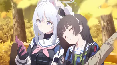 秋日森林中的少女 动漫 少女 秋天 4K