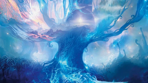 梦幻能量古树 奇幻 魔法树 数字艺术 4K