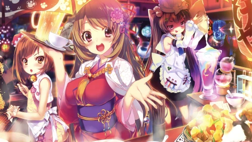 动漫咖啡店少女 动漫风格 咖啡店场景 少女角色 1080P