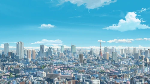 东京城市风光 城市景观 现代建筑 蓝天白云 4K