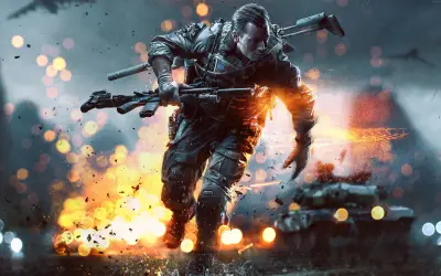 战火中的士兵 战争场景 动作游戏 爆炸火光 4K