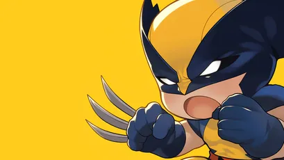 Wolverine 动漫 超级英雄 黄色背景 4K