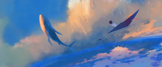 梦幻海景与鲸鱼 海洋 幻想 色彩斑斓 4K