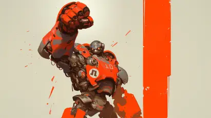 红色机甲战士 机甲 机器人 战斗 4K