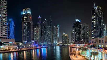 迪拜夜景 迪拜 夜晚 高楼大厦 8K