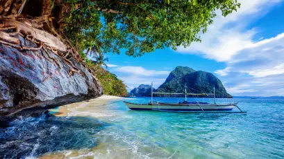 热带海滩与小船 热带 海滩 小船 4K