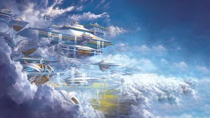 云端城市 科幻 未来城市 梦幻色彩 4K