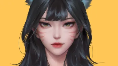 猫耳少女 动漫 猫耳 黄色背景 1080P