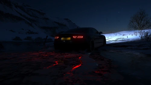 雪夜行车尾灯 雪夜 汽车 尾灯 4K