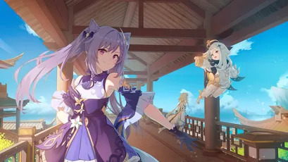 梦幻古风少女 古建筑 动漫风格 紫色调 4K