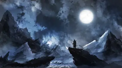 月夜雪山孤影 雪山 月夜 孤独 4K