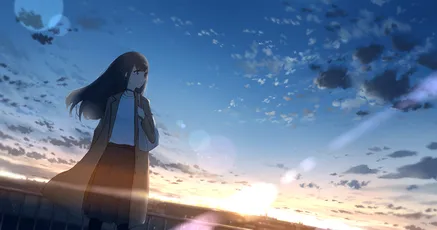黄昏少女剪影 动漫 黄昏 少女 4K
