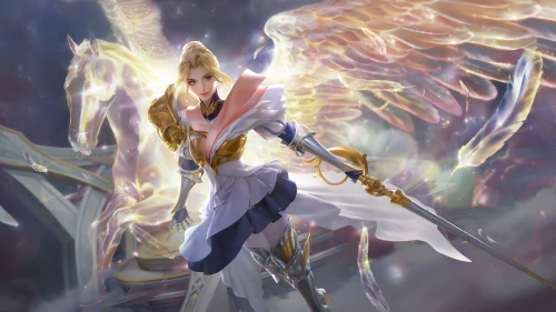 天使骑士与白马 幻想风格 天使 骑士 4K