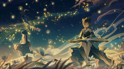 星夜琴音 幻想 星空 古风 4K
