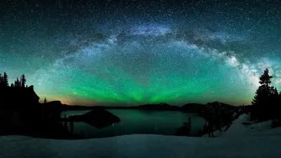 极光下的璀璨星河 夜空 银河 极光 1080P