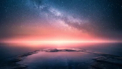 星空下的宁静海岸 夜空 星河 海岸 4K
