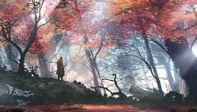 秋林独行 森林 秋季 奇幻风格 4K