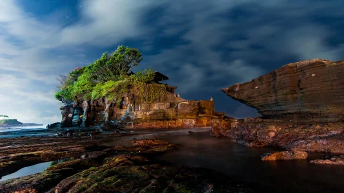 夜海礁石奇景 夜景 海岸 岩石 4K