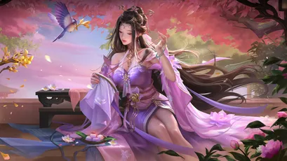 花间仕女图 古风 仕女 粉色 4K