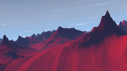 红色山脉景观 风景 山脉 插画 8K