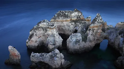 夜晚的岩石拱门 自然景观 夜景 海洋 4K