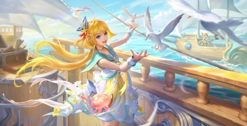 海上仙子 海上 幻想 金色头发 8K