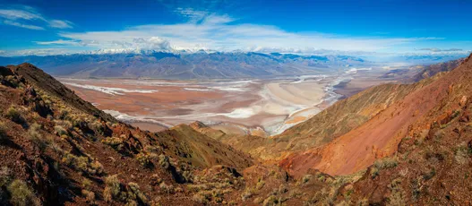 死亡谷壮丽风光 自然景观 沙漠峡谷 蓝天白云 8K