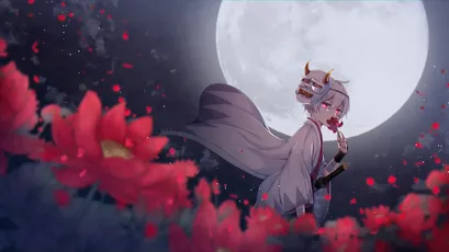月下花影 动漫 月夜 樱花 4K