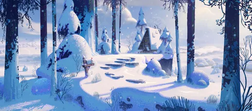 雪林小屋 冬季 森林 雪景 8K