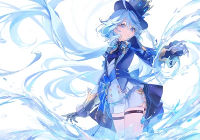 冰雪魔法少女 动漫 幻想 蓝色 2K