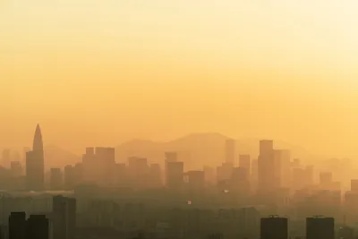 城市晨雾 城市 晨曦 朦胧 4K