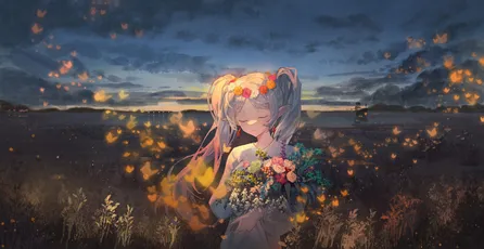 黄昏花海少女 黄昏 花海 少女 4K
