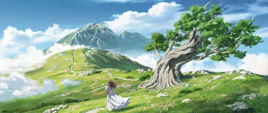 梦幻山间 动漫风格 自然风光 清新绿色 1080P
