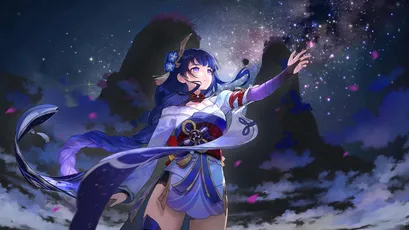 夜空下的神秘舞者 夜晚 星空 神秘 8K