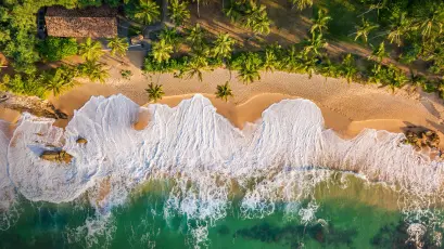 热带海岸鸟瞰图 海滩 航拍 海洋 1080P