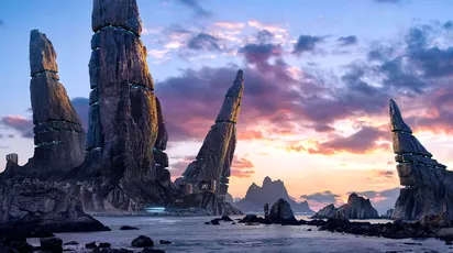奇幻岩柱日落 奇幻景观 岩柱 日落 4K