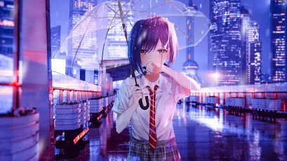 雨夜都市少女 动漫 雨夜 都市 8K