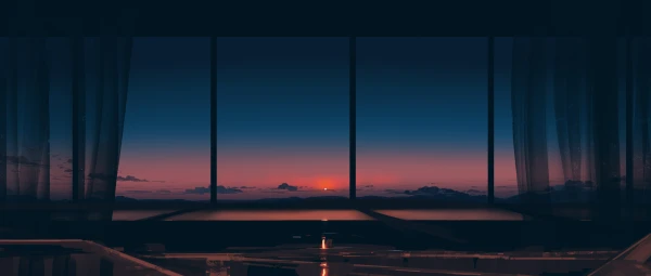 窗边暮色 黄昏 日落 室内 4K