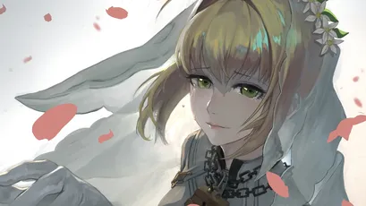 樱花少女 动漫风格 樱花飘落 金发碧眼 4K