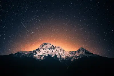 星空下的雪山 夜景 星空 雪山 4K