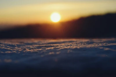 雪地日落 雪景 日落 自然 4K