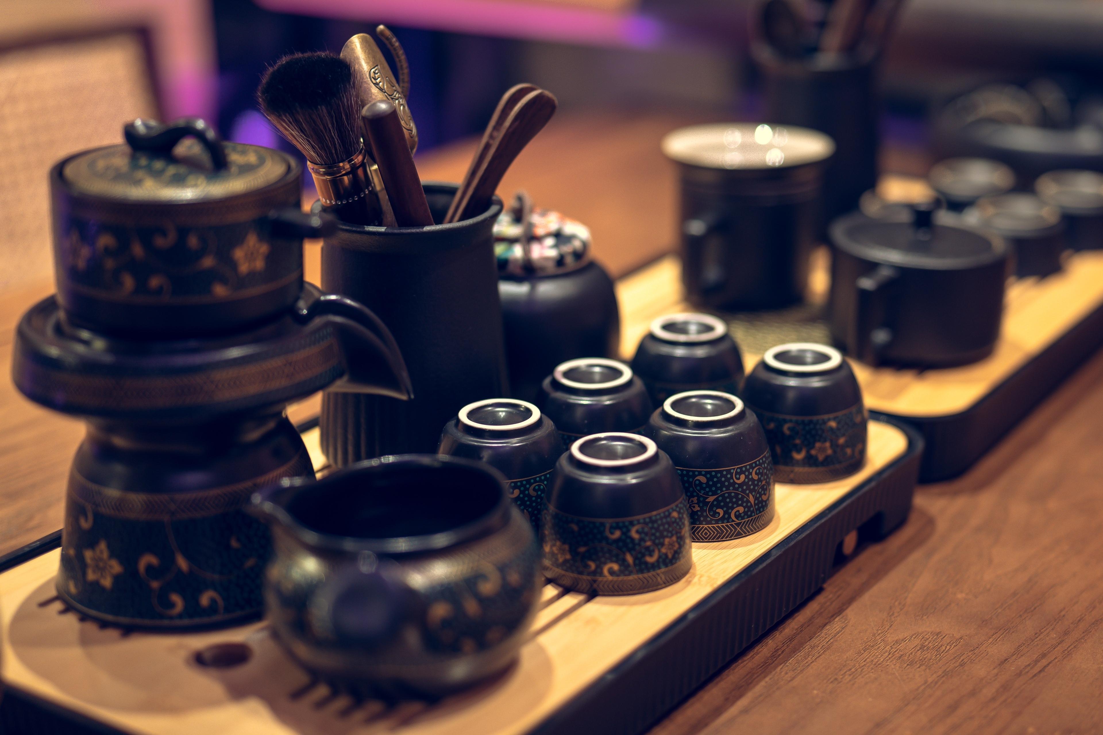 茶具摆设 茶具 传统 黑色 4K