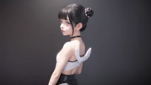 天使少女侧影 数字艺术 女性角色 白色翅膀 4K